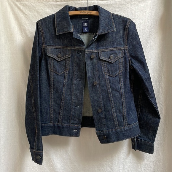 Vintage GAP Stretch Jean Jacket NWOT dark wash - Picture 2 of 16